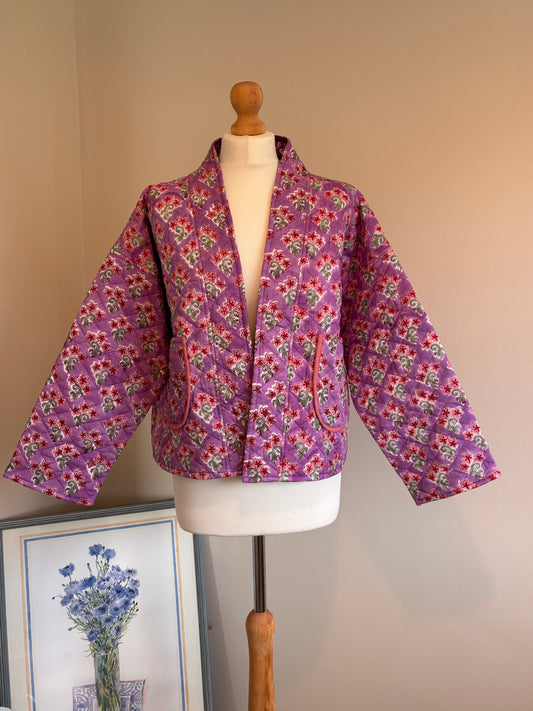 Meadow Reversible Cotton Quilted Jacket in Lavender