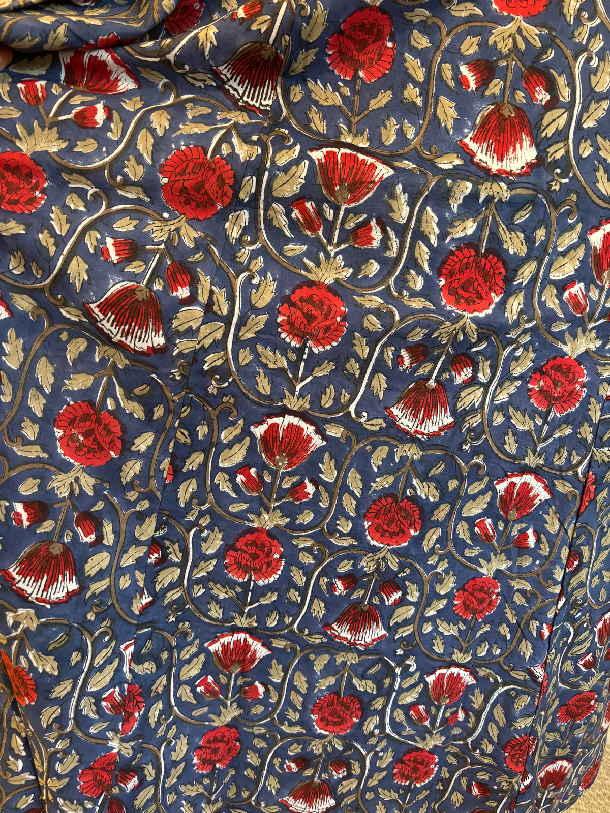 Rosie Block Print Cotton Dress in Vintage Navy Florals