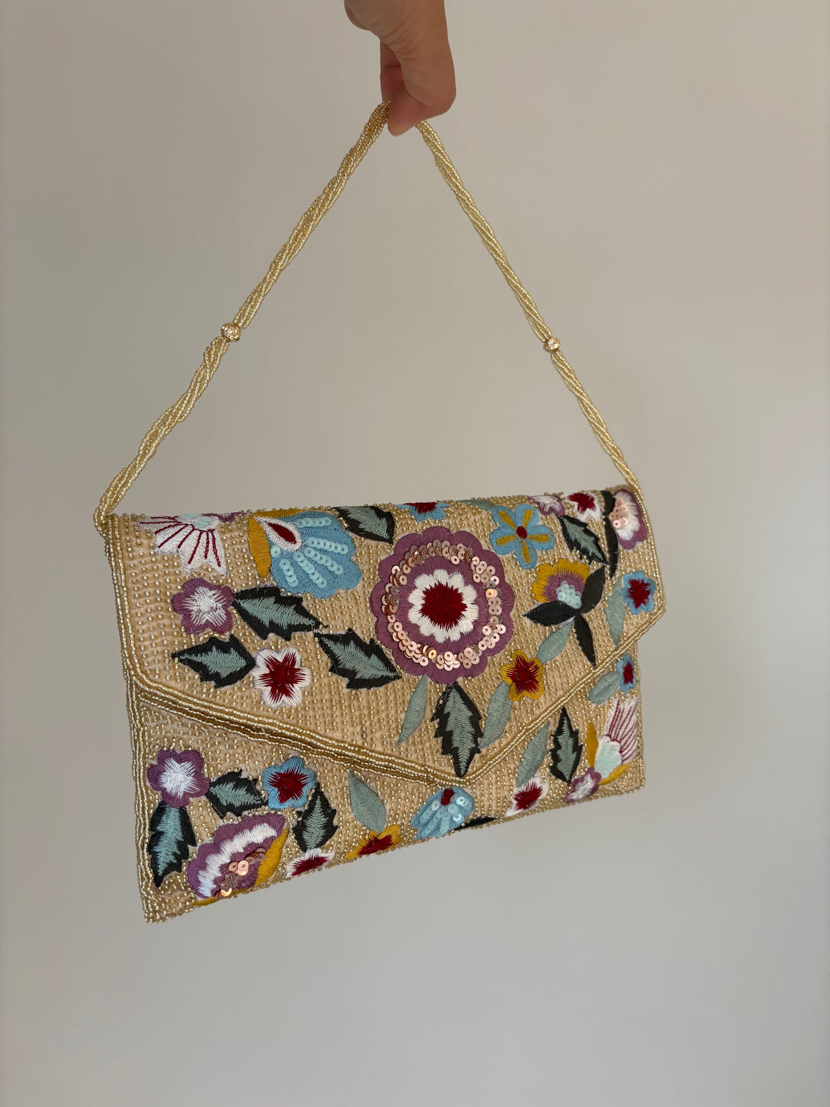 Floral Embroidered Clutch Bag