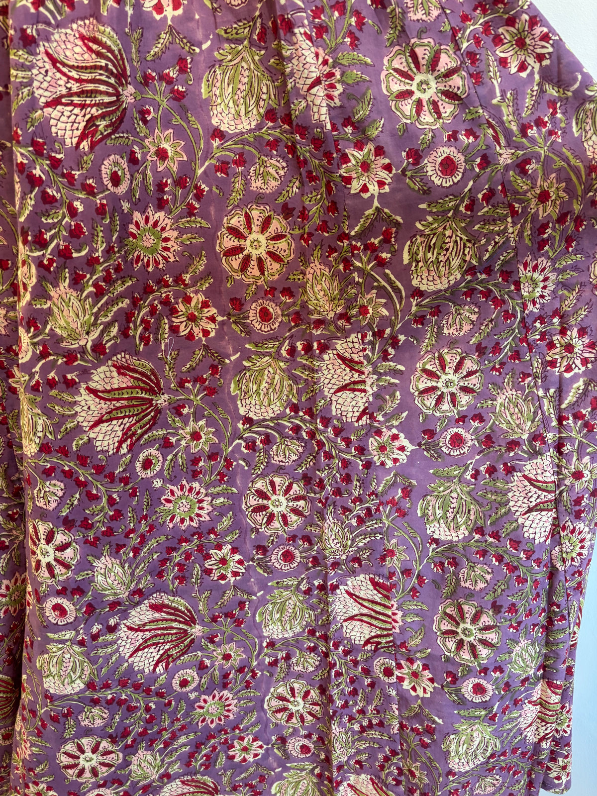 Rosie Block Print Cotton Dress in Mauve