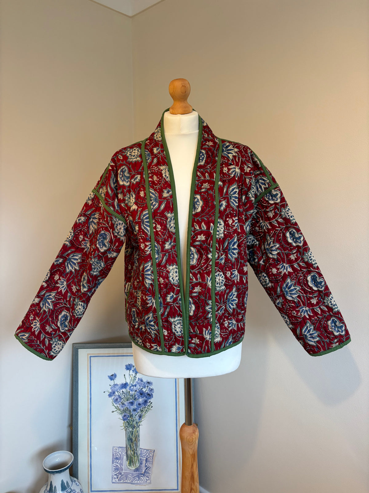 Meadow Reversible Cotton Quilted Jacket in Mustard Florals