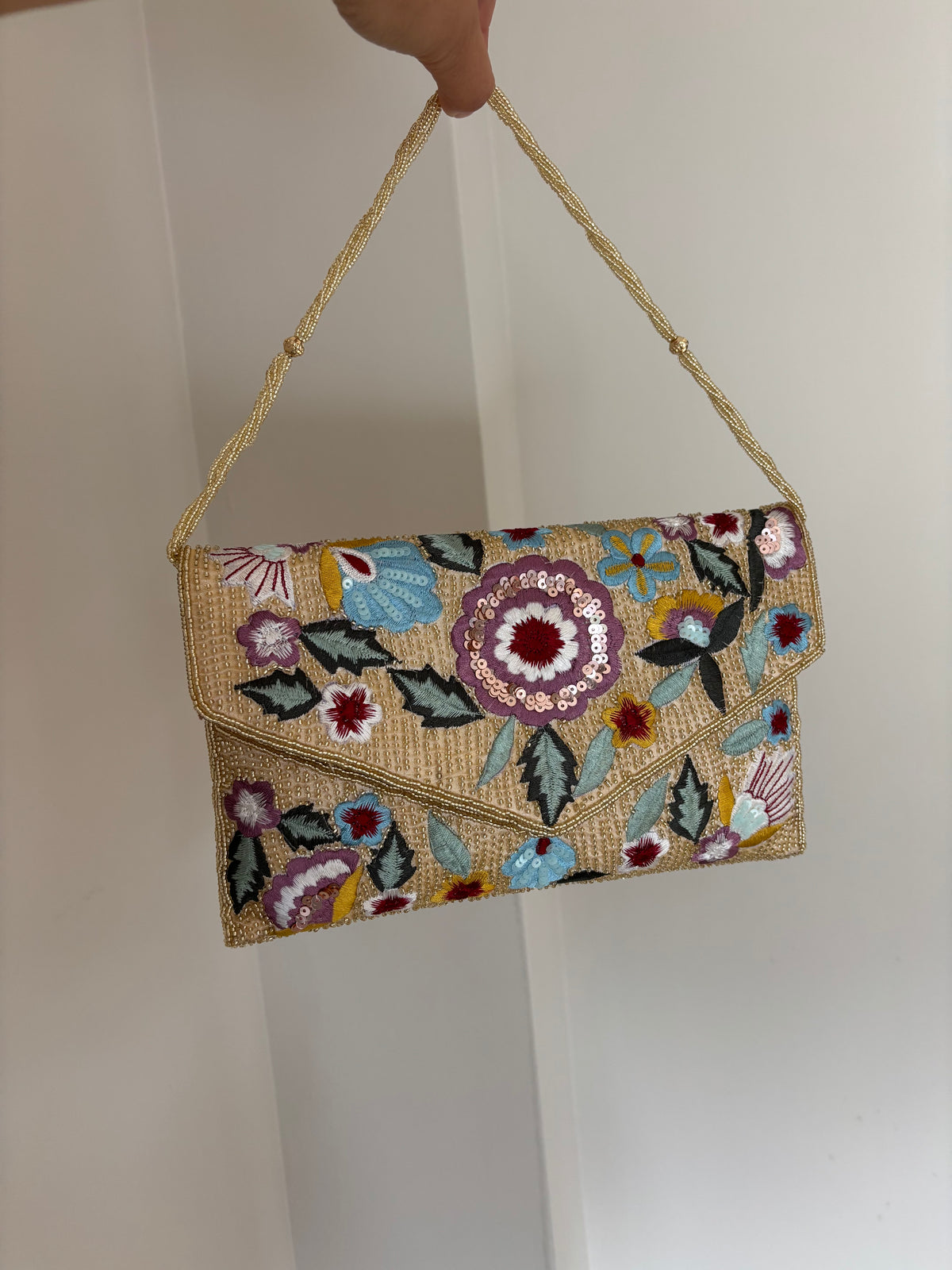 Floral Embroidered Clutch Bag
