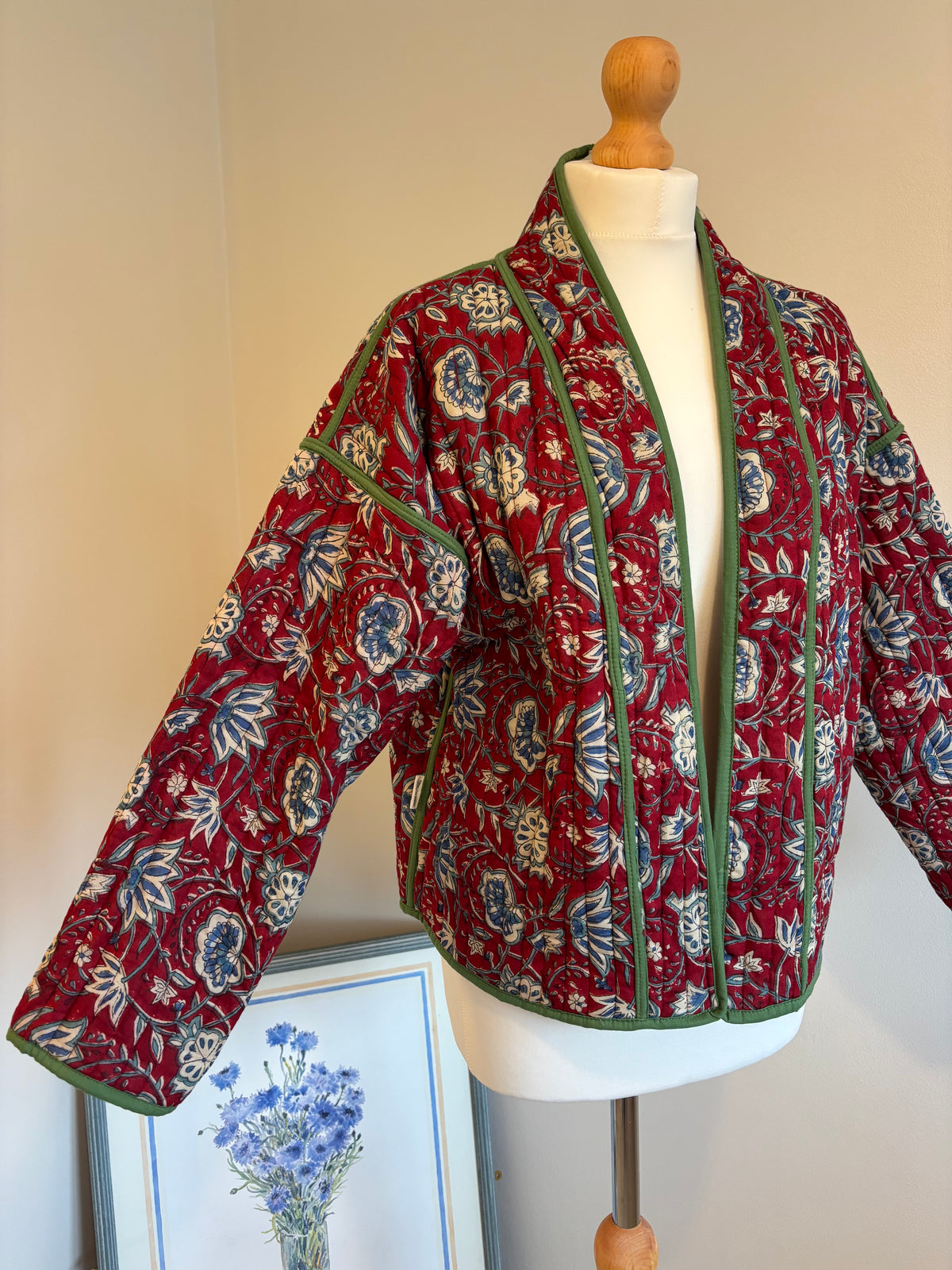 Meadow Reversible Cotton Quilted Jacket in Mustard Florals