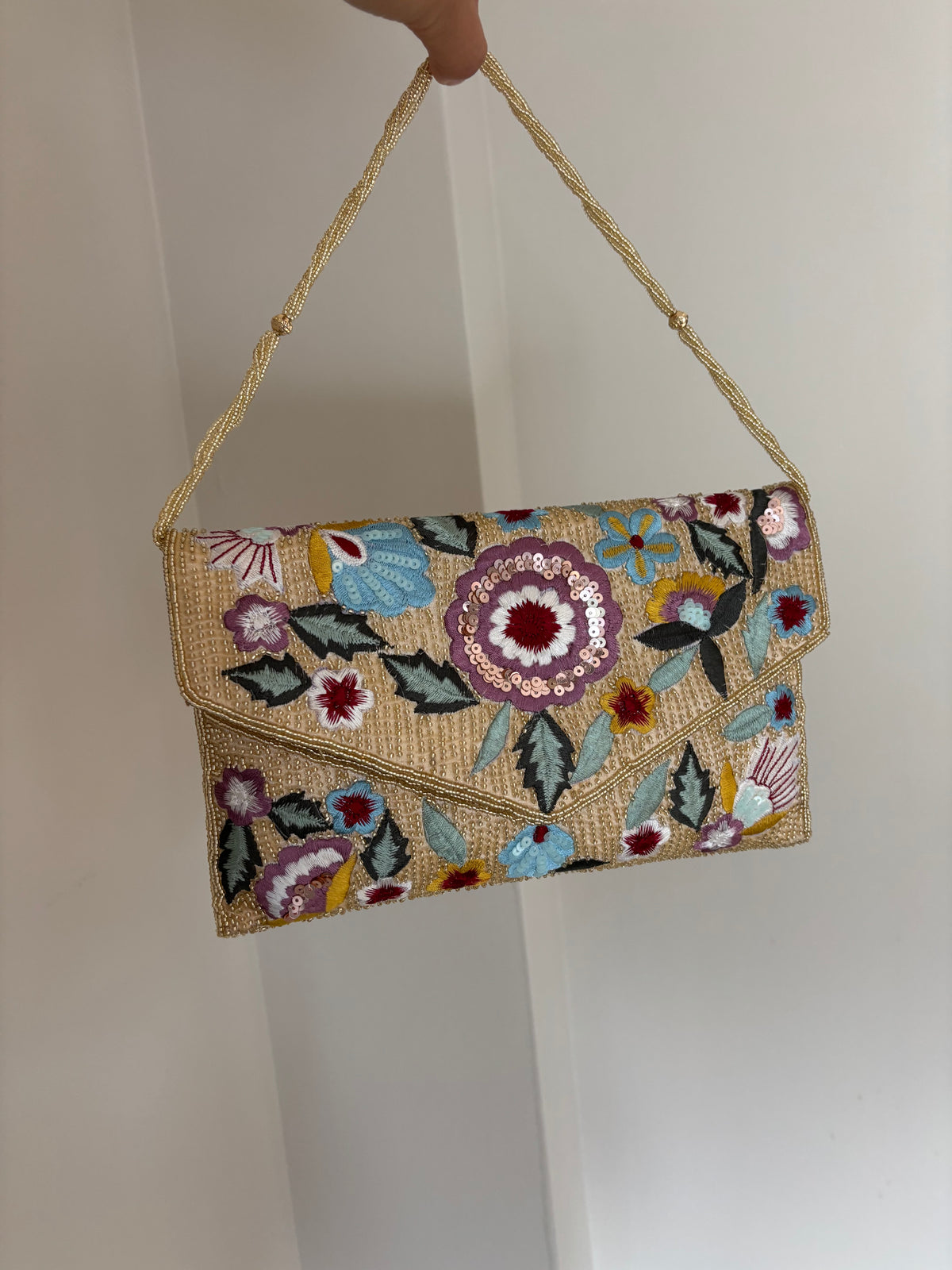 Floral Embroidered Clutch Bag