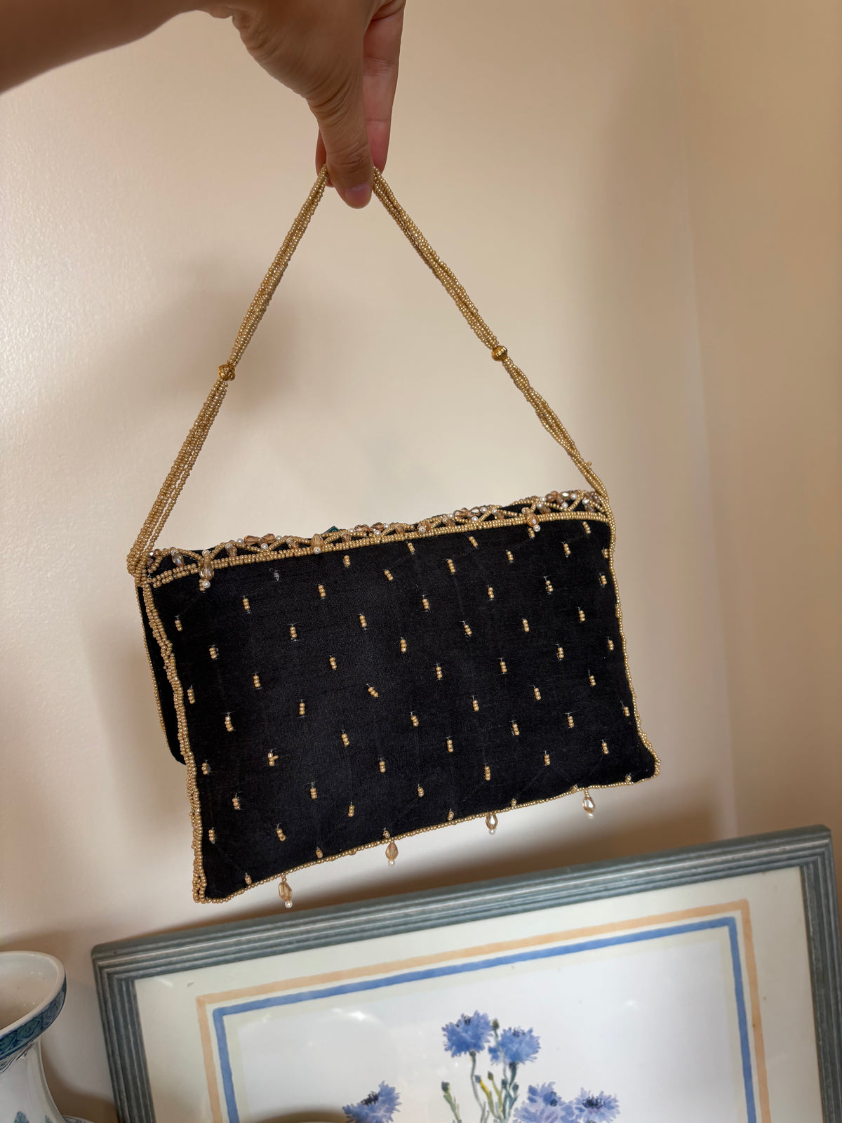 Hand Beaded Mirror Work Clutch Bag