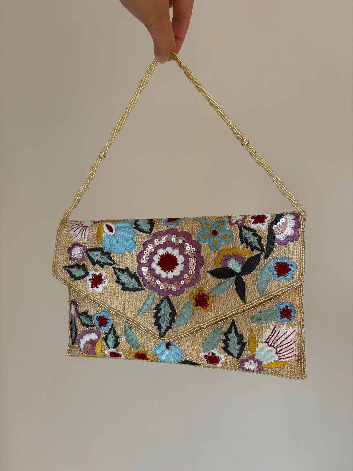 Floral Embroidered Clutch Bag